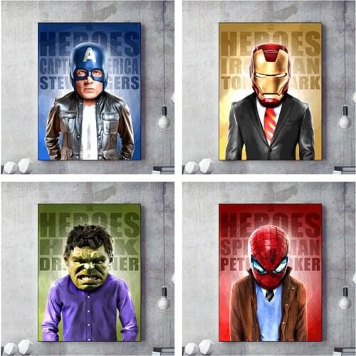 Marvel Superhero Avengers Movie Canvas Painting Iron Man Hulk Captain America Posters and Prints Wall Art Picture for Home Decor