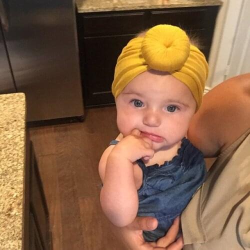 Retail Fashion Donut Baby Hat Newborn Cotton Baby Beanie Caps Multicolor solid Turban Hats accessories