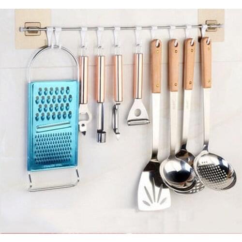 Self Adhesive Wall Hooks Towel Holder Rack Key Hanger Punch Free Kitchen Storage Organizer Bathroom Accessories 6 Hooks