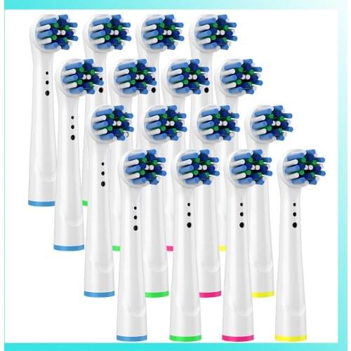 16Pcs Cross Replacement Brush Heads for Oral B Toothbrush Heads Refill for Oral-B 7000/Pro 1000/9600/ 500/3000/8000