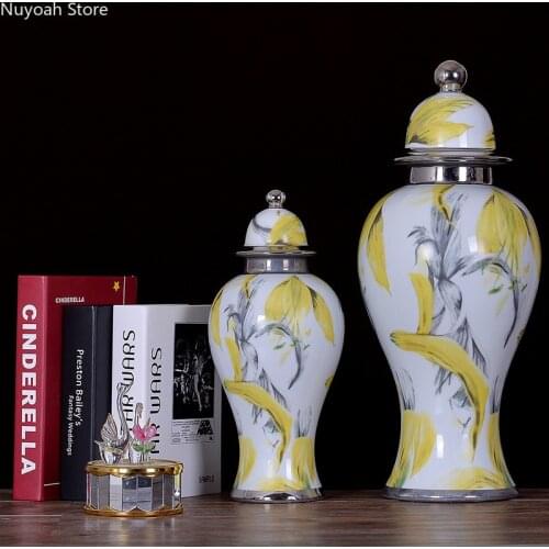 Modern Simple Ceramic Vase Dried Flower Accessories Living Room Flower Arrangement Simulation Flower Decoration Storage Jar Gift