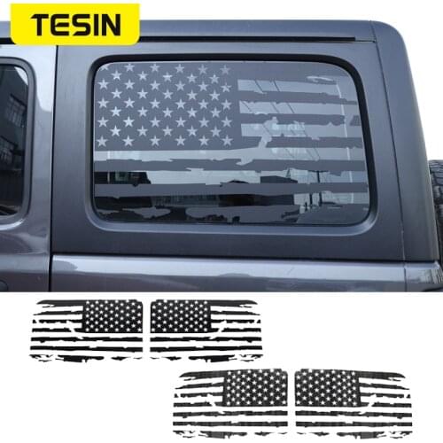 TESIN Car Stickers For Jeep Wrangler JL 4Doors Car Rear Window USA Flag Decoration Stickers For Jeep Wrangler JL 2018 2019 2020