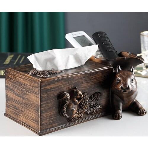 Creative Nordic Napkin Paper Case Living Room Multifunctional Tissue Box Imitation Wood Color Resin Pumping Paper Box