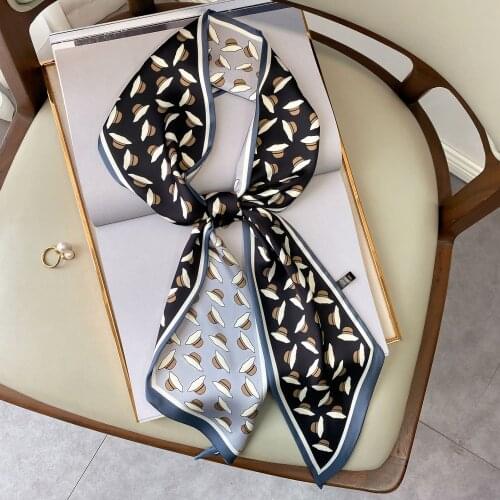 2021 Spring Autumn Design Narrow Scarf Women Luxury Brand Thin Long Lady Bag Ribbon Decoration Scarves Female