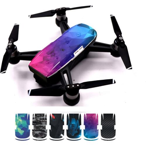 6Sets Waterproof FPV Drone Protective PVC Skin Cover Stickers for DJI Spark Camera Drone Body Skin Decals Accessories