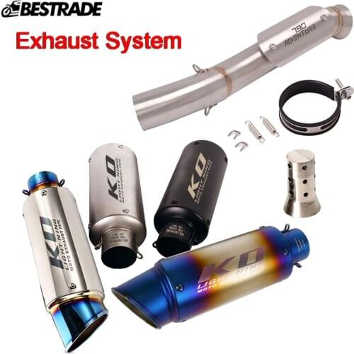 Motorcycle Exhaust System Middle Connect Link Pipe Slip On 51mm Muffler Tip Stainless Steel Modified For 790 Adventure 2020-2021
