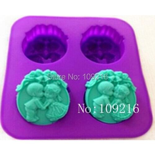 1pcs Four-Holes Men and Women Lovers (xj538) Silicone Handmade Soap/Cake Mold Crafts DIY Mold