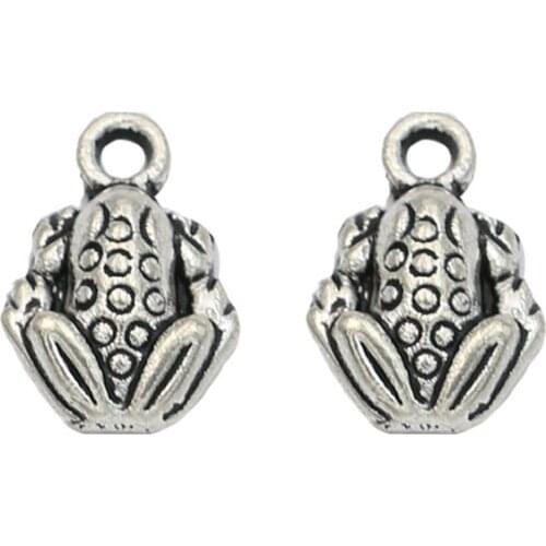 10pcs Tibetan Silver Plated Frog Charms Pendants fit Jewelry Making Bracelet Diy Handmade 13x9mm
