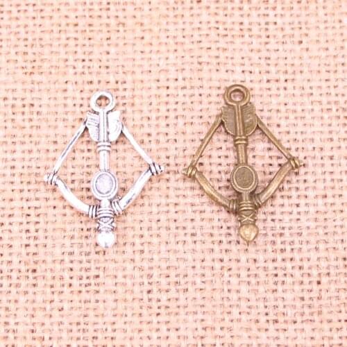 14pcs Tibetan Silver Plated crossbow bow Charms Pendants for Jewelry Making DIY Handmade Craft 20mm