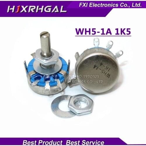 2pcs WH5-1A 1k5 ohm 3-Terminals Round Shaft Rotary Taper Carbon Potentiometer