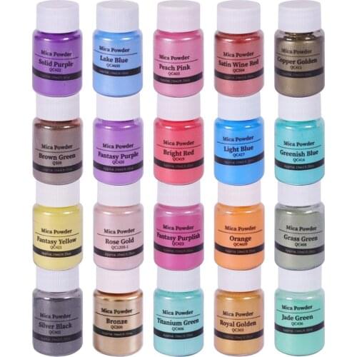 20 Colors 10g Mica Powder Resin Art Pigment Glitter Powders for Soap Making/Soap Dyes/Nail Art/Eyeshadow DIY/ Lip Gloss