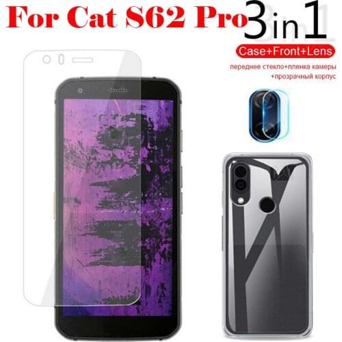 3-in-1 Case Glass For CAT S62 Pro Screen Protector Glass Full Protection on For CAT S62 Pro Camera Lens Glass