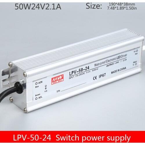 50W12v24v waterproof power supply 220v turn 12v2.1a DC output transformer LPV50W12V24V outdoor light box switch