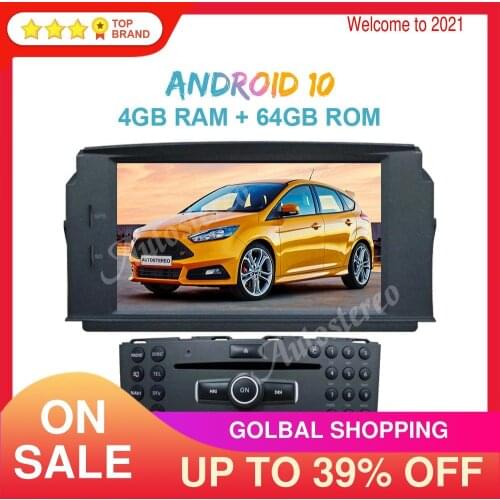 Android 10 64GB Car GPS Navigation DVD Player For MERCEDES BENZ C Class C180/C200/C230 W204 Car Auto Radio Stereo Head Unit DSP