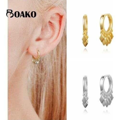 BOAKO Huggie Earrings Pendiente Plata 925 Sterling Silver Piercing Hoop Earrings For Women Pendant Earing Luxury Jewelry Earing