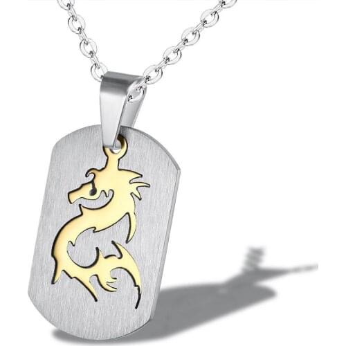 Fashion gold black dragon pendant necklaces for men titanium stainless steel chain punk cool masculine party accessories jewelry