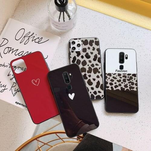 For oppo reno 2 10x zoom k1 k3 realme X Lite Case Free strap Fashion new Leopard Glass Cover For OPPO reno z realme 3 Pro Casing