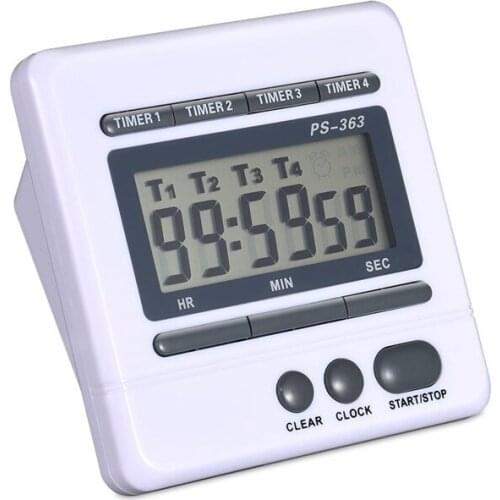 Digital Countdown Timer 4 Channel Count Up Down Kitchen Cooking Timer Clock