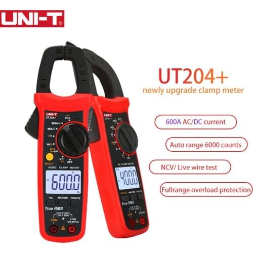 UNI-T LED High Precision Digital Clamp Meter 600A Multimeter Auto Range Voltmeter Resistance Test Tester Ammeter UT203+ UT204