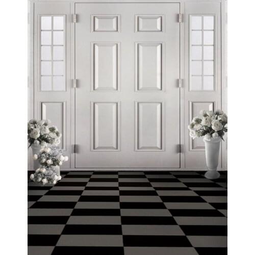 Living Room White Door Flowers Photography Backdrops Photo Props Studio Background 5x7ft