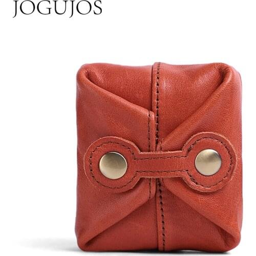 JOGUJOS Small Coin Pocke Women Credit Card Holder Wallet Genuine Leather Rfid Wallet Girl Women Card Id Holder Buckle Coin Purse