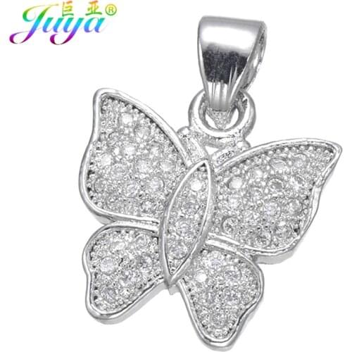 Juya Micro Pave Zircon Butterfly Pendants&Necklaces Jewelry Gold Chains Women Girls Animal Pendant Necklaces Supplies