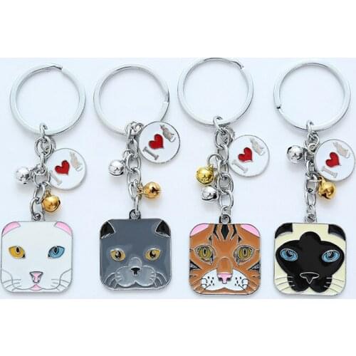 Fashion cute cartoon pet cat pendant key ring kitten charm key chain car temperament bag key chain creative jewelry gift