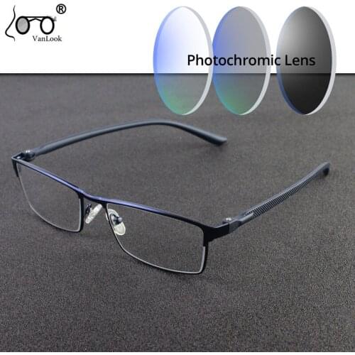 Photochromic Finished Myopia Glasses Frame For Men Women Metal Spectacles TR90 Businesses Eyeglasses womens-0.50-0.75-4.50-6.00