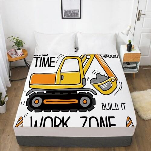 Cartoon Childrens Elastic fitted sheet bed sheet With An Elastic Band 160x200 Mattress Cover Bed cover for kids baby Car yellow