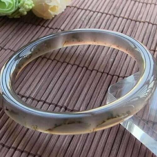 Natural Gray ice Jadeite Smooth Bangle Women Bangle 64mm