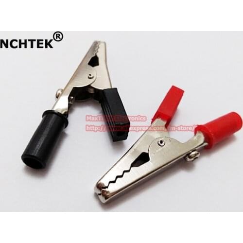 NCHTEK Alligator Clip to 4mm Banana Female Jack Test Adapter Red Black 55mm , 100pcs , Free shipping