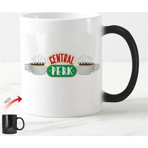 New Friends TV Show Central Perk Coffee Mug White Friends TV Discoloration Mugs Ceramic Novelty Funny Cup Gifts Drinking Tea Coc