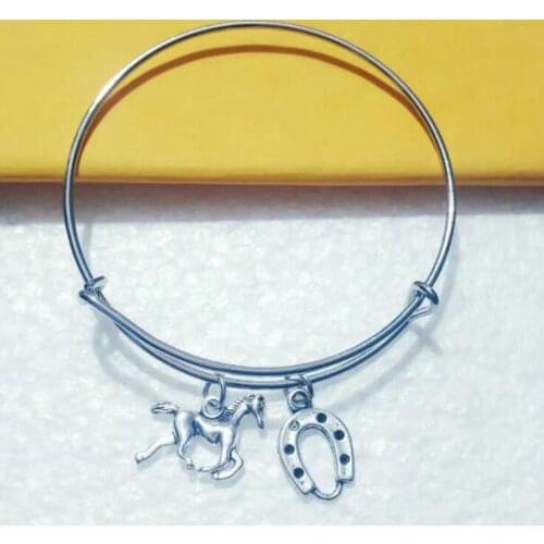 New Hot Horse/fly horse horseshoe Alloy Bracelet Snake Chain Charm lucky Bracelet Female BFF Friendship Jewelry