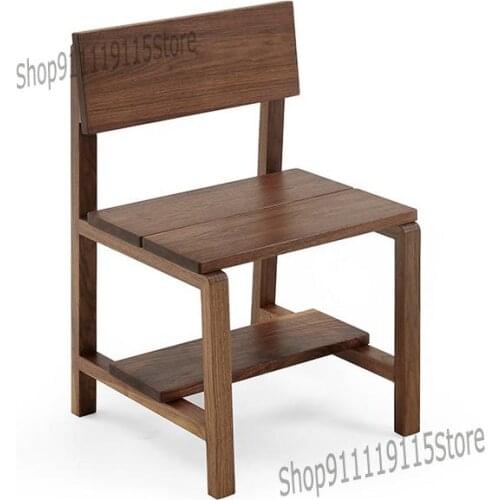New Uncomfortable Chair Single Seat Red Oak Solid Wood Dining Chair Black Walnut Log Table And Chair