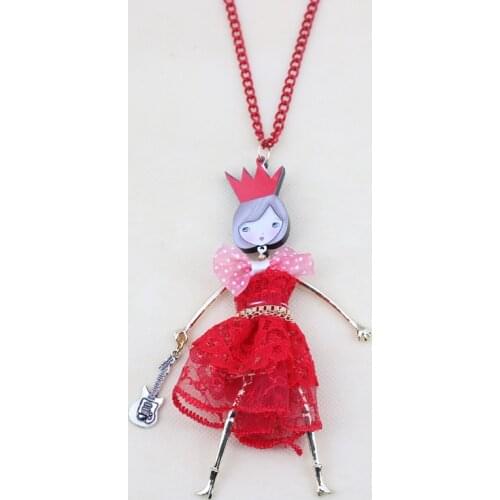Doll necklace dressed fabric cloth fashion jewelry new 2014 acrylics girls figures pendant girl woman Free shipping