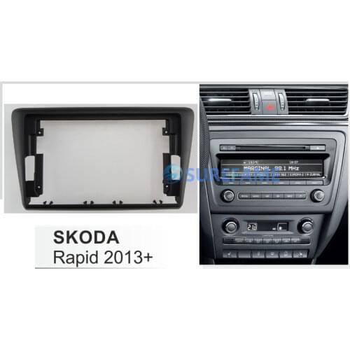 9 inch Car Fascia Radio Panel for SKODA Rapid 2013+ Dash Kit Install Facia Console Bezel Plate 9inch Adapter Trim Cover