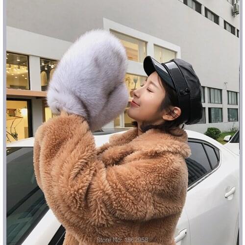 Free Shipping SJ1023 2019-2020 New Arrival Various Colors Top Quality Winter Big Fluffy Fox Gloves
