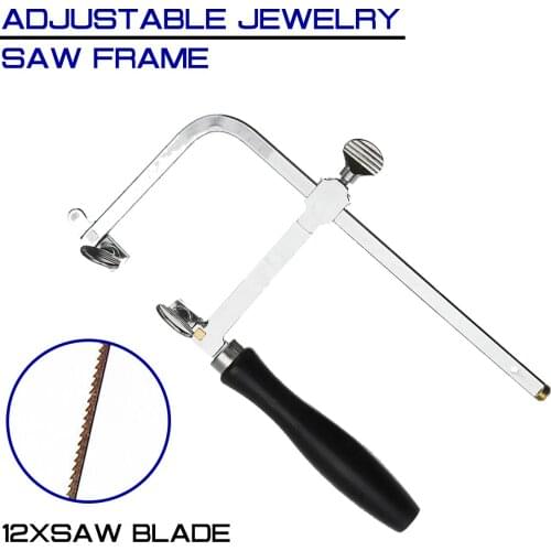 12Pcs Saw Blade + Adjustable Jewelry Saw Frame 18.5x8.7cm For Jewelry Making Woodworking With Wood Handle Repair Craft Tool