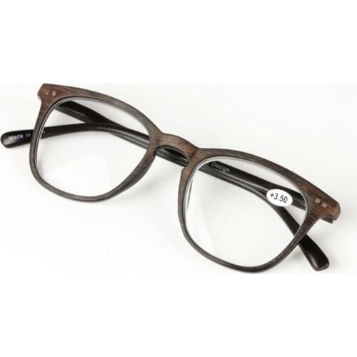 Plastic Big Full Frame Resin Presbyopia Eyewear Imitation Wood Stripes Reading Glasses Diopter 1.0 2.0 3.0 R146