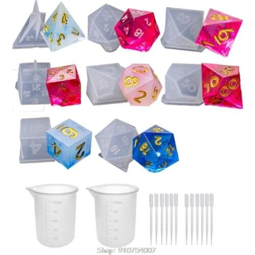 DIY Crystal Epoxy Mold Dice Fillet Shape Multi-spec Digital Game High Mirror dice mold silicone Mould Making N06 20 Dropship