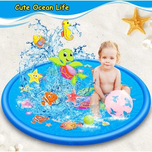 Splash Pad Sprinklers for Kids 68" Play Mat Outdoor Water Toys Kiddie Wading Pool for Boys Girls Dogs Swimming Pool Pet Play