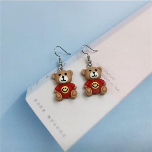 1Pair Punk Simulated Animals Bear Drop Dangle Earrings For Women Girl Funny Geometric Earring Jewelry for Student Gift EC411