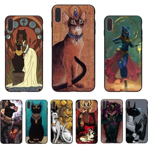 IMIDO Ancient egyptian style Cat Silicone Mobile phone shell For Iphone 5 5S SE 6 6S 6PLUS 6SPLUS 7 8 7PLUS 8PLUS X XS XR XSMAX
