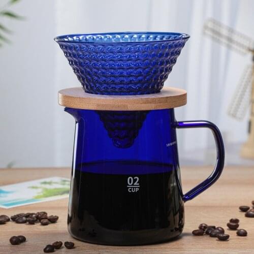 Blue Strawberry Dripper V60 Is Suitable for 300ml 500ml Glass Carafe Drip Coffee Pot Barista Filter Transparent Coffee Pot