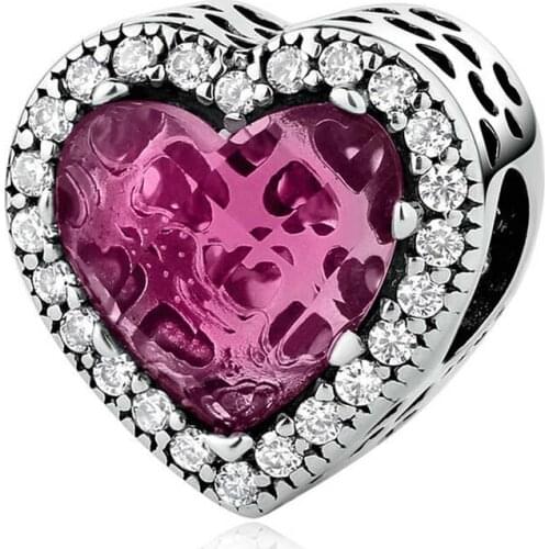 Radiant Heart Bead Charm for Women Bracelet Bangle Pave Crytals Clear CZ Authentic S925 Silver DIY Jewelry