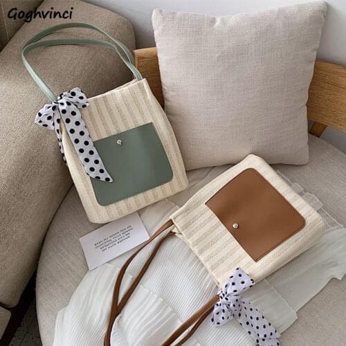 Shopping Bags Women Straw Patchwork Hasp Casual Stylish Sweet Girls All Match Tote Large Capacity Korean Style Chic Ulzzang New