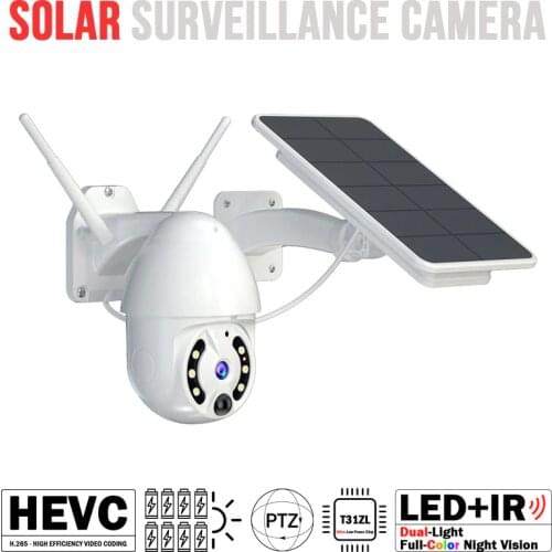 Home Security Surveillance Camera Smart Outdoor Wireless WiFi IP 18650 Battery Powered PTZ Video Alarm CCTV with Solar Panel