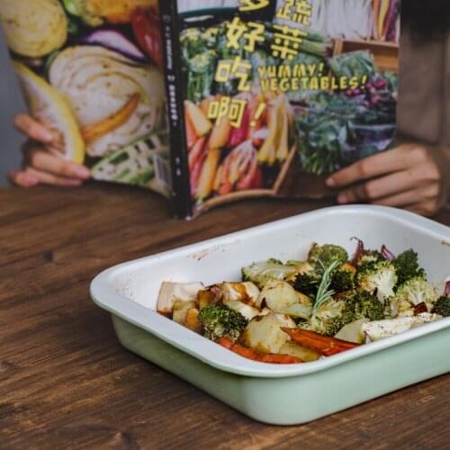 Japanese porcelain enamel baking pan rectangular bake warecake oven plate home dish roast chicken baked rice ovenware comal