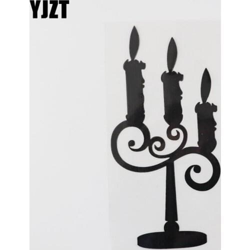 YJZT 7.6CM×15.6CM Creative Modeling Car Sticker Candlestick Vinyl Decal Black/Silver 13E-0057