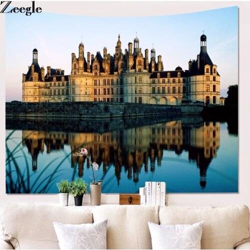 Zeegle Castle Pattern Tapestry Mandala Wall Decor Beach Towel Fabric Tapestry Wall Hanging Yoga Blanket Carpet